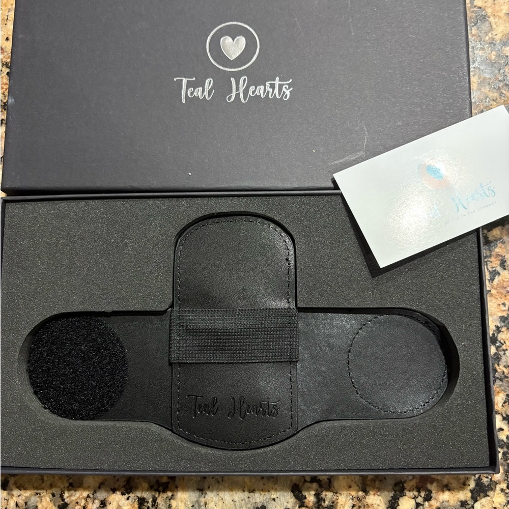 Teal Hearts Black Leather  Stethoscope Leather Holder Clip Accessory NEW